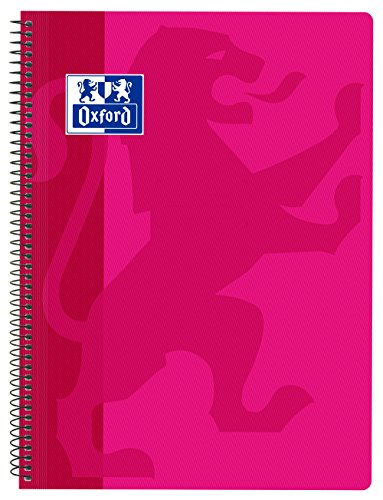 Oxford Classic Spiralbuch, Deckel aus Kunststoff, kariert, 4 x 4, Fuchsia