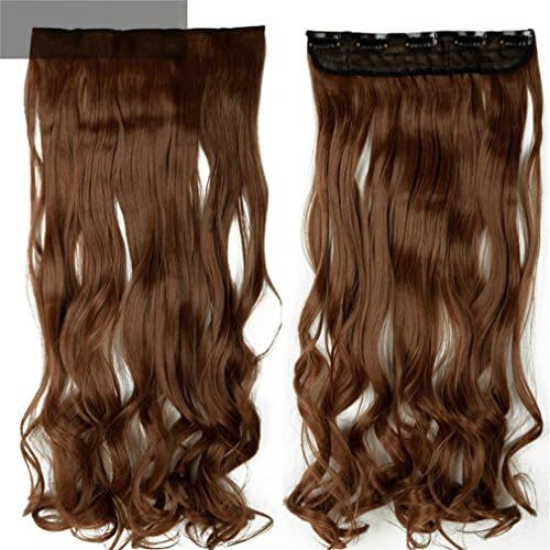 28" One Piece Long Clip In Hair Extension Half Full Head Real Natural Remy Hair Extentions Curly Synthetic Hairpiece #6 18inches