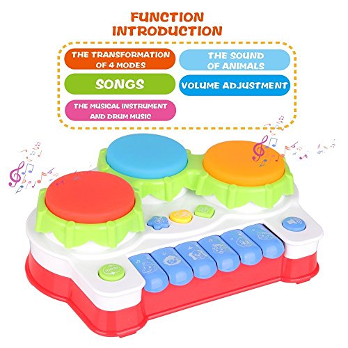 Baby Drums Piano Music Toys Keyboard Toddler Musical Instrument, Enhance Your Child's Hearing and Creativity, Best Birthday Festival Gift - with Mini Xylophone and Flashing Lights