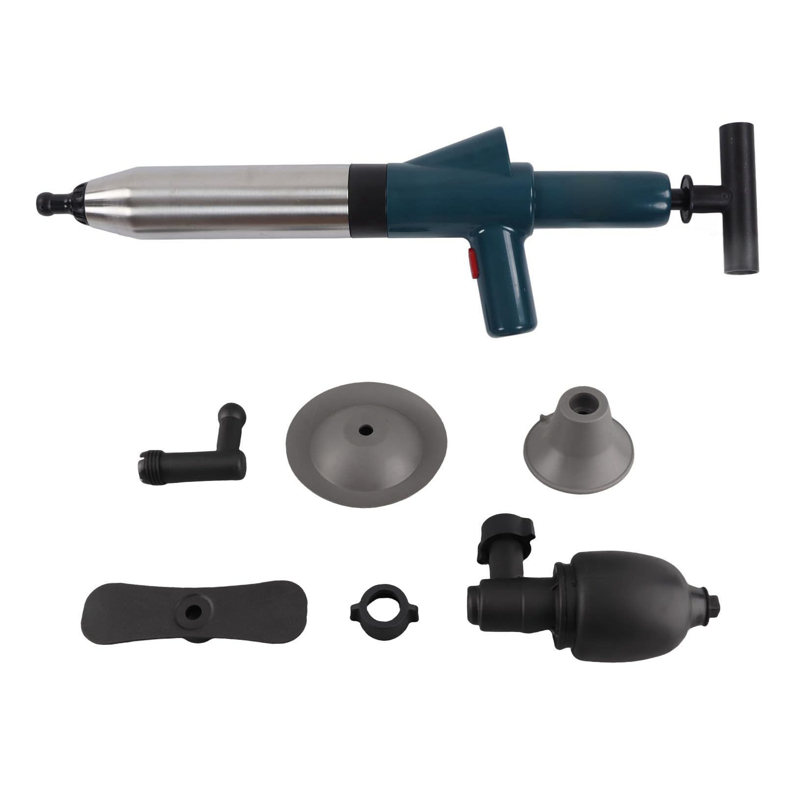 Toilet Unblocker Heavy Duty Toilet Plunger,Plunger Sink Unblocker, Drain Unblocker Tools with 4 Replaceable Heads for Sink Toilet Floor Drain and Pipe Clog, Toilet Plungers for Unblocking (Blue)