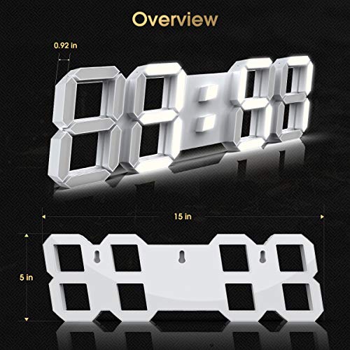 MSAFF 3D LED Digital Wall Clock with Remote Control, 15\