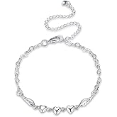 Koguxuix 925 Sterling Silver Love Heart Angel Wing Chain Anklet