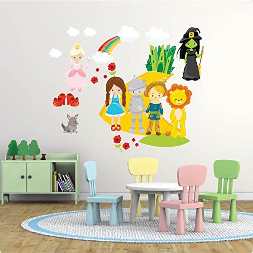 Wizard of Oz Nursery Wall Sticker Decal REPOSITIONABLE Fabric REMOVABLE Vinyl UK Nursery Kids Room Children Bedroom Wall Art Printed Stickers Home Décor Mural Kindergarten Wall Decoration