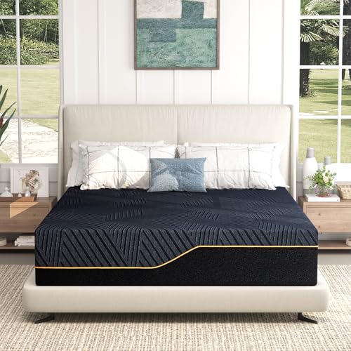 LOKOOY Colchón de Memory Foam 28cm, Colchones Matrimoniales con Gel de Enfriamiento, Colchon Firmeza Media en Caja, Alivio de Presión, Sin Fibra de Vidrio (Matrimonial)