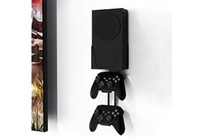 GAMSURFING Wall Mount for Xbox Series S - All Metal Vertical Hanging On Wall Near or Behind TV Left/Right, Wall Mount Kit with Detachable Controller Holder, Black