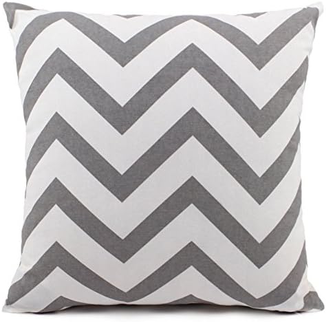 sitiawan Solid Cotton Canvas Decorative Throw Pillow Cover Chevron Striped Pillowcase Wavy Stripe Cushion Covers for Chair Sofa Bed, 20 X 20 Inches, Silver Grey