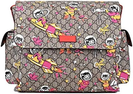 Gucci space cats cat gg canvas diaper bag baby beige multicolor orange italy new Clearance