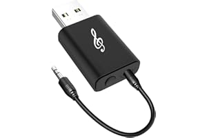 SKYBESS Bluetooth 5.0 Transmitter Receiver Adapter, 3.5mm Portable Wireless Audio Transmitter Receiver Dongle for TV/PC/Headphones/Car Stereo/Home Theater, USB for Power Supply, Low Latency, Plug and Play