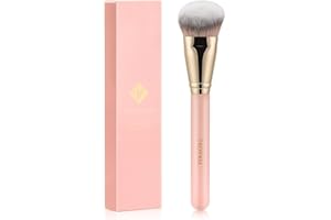 TEOYALL Flat Angled Foundation Brush, Large Dense Synthetic Bristles Kabuki Brush for Base Makeup with Liquid Cream Powder