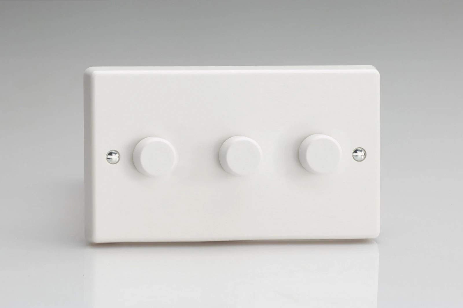 Varilight Classic White, LED Dimmer Switch - V-Pro Series, 3 Gang (Double), 1 or 2 Way, 0-120W Watt (Trailing Edge)