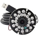 ELP 2mp Night Vision USB Camera Module Ir Infrared with Microphone for Computer Mini 1080P H.264 PC Security Camera Audio Video UVC USB2.0 Webcam Board CMOS AR0330 Lightburn Laser Camera for Laptop