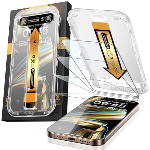 Photo 1 of MRGLAS 4-Pack TOP 9H+ Glass for iPhone 16 Pro Max Screen Protector [Auto Alignment Kit] [10X Military Protection] UNBREAK Tempered Glass for 16 ProMax 6.9 inch Longest Durable Case-Friendly