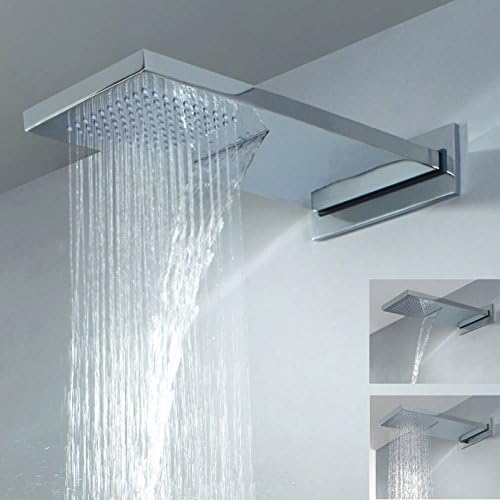 Lovedima Bathroom Luxury Dual Function Waterfall Rain Shower Head Wall Mounted High Pressure Solid Brass Bath Shower Rainfall Showerhead, Chrome