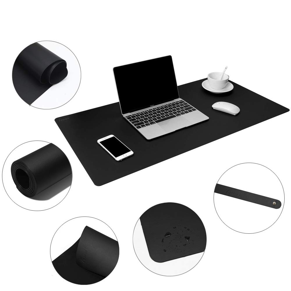 TOWWI Leather Desk Pad Protector 34”x17” Desk Blotter Pad, Waterproof Writing Desk Mat for Office Home