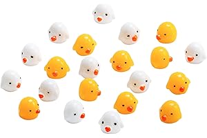 X HOT POPCORN 100 pcs Mini Animals Chickens Miniature Figurines Mini Chickens Model Fairy Garden Miniature Moss Landscape DIY Terrarium Crafts Ornament Accessories for Home Decoration(White and Yellow)