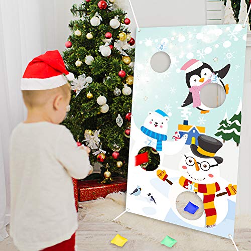 image for WATINC Snowman Toss Games with 4 Bean Bags, Xmas Party Game for Kids a