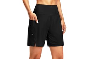 Women's Waisted Swim Board Shorts with Liner, Quick Dry Beach Shorts with Pockets for Water Sports
