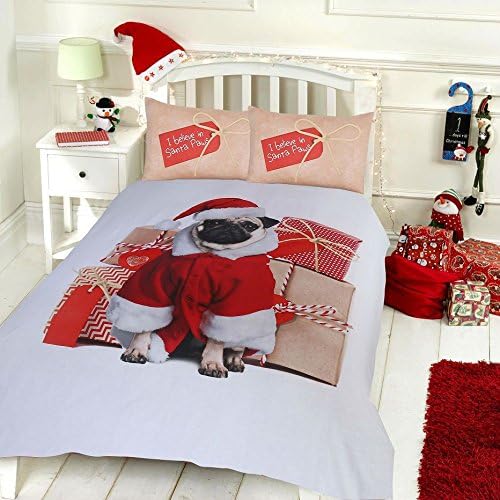 C2S Xmas Special Polycotton Cotton Rich Duvet Cover Sets with Pillow Cases Bedding Sets (Double, Pug)