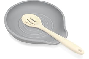 VanlonPro Silicone Spoon Rest for Stove Top - BPA-Free, Heat-Resistant Spoon Holder - Spoon Rest for Kitchen Counter - Large Cooking Utensil Rest for Spoons, Spatulas, Ladles or Tongs - Gray
