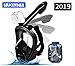 LEUCOTHEA Full Face Snorkel Mask for Adult with 180&deg; Panoramic View, Anti-Fog & Anti-Leak Technology, Detachable Camera Mount&Adjustable Head Straps for Diving Snorkeling and Swimming, Black Size L/XL primary