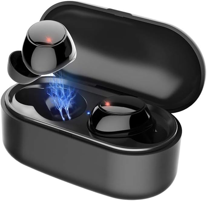 Wireless Earbuds, Portable Sport Bluetooth 5.0 True Wireless Earphones Hands Free Mini Noise Cancelling in-Ear Headphones with Mic and Charging Case Black
