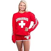 LIFEGUARD Red Crew Neck Sweatshirt for Women, Teen & Girls, Ladies.