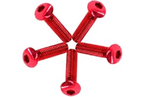 IBYZSO 5PCS M5 0.8mm Pitch Colourful Aluminum Alloy Bicycle Accessories Round Head Allen Screw,Wine red,M5x20
