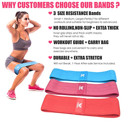 Resistance Exercise Bands for Legs and Butt, Booty Bands Wide Workout Bands Hip Band for Women and Men, Glute or Squat Workout Wide Stretching Gym Bands(2019 Upgraded)