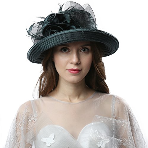 Original One Women's Cloche Bowler Hats KDC1701 for Kentucky Derby Day, Church, Wedding, Tea Party and More Formal Occasion (Dark Green)