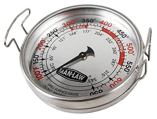 Man Law BBQ Products MAN-T752A Mechanical Gauge Series Grill Surface Thermometer, Large, Stainless Steel