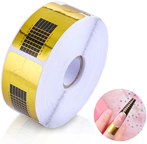 PINPAI 500pcs Golden Nail Forms, Nail Guide Form for Acrylic Gel Nail Art Tips Extension Manicure Tool, Nail Art Tips Extension Stickers