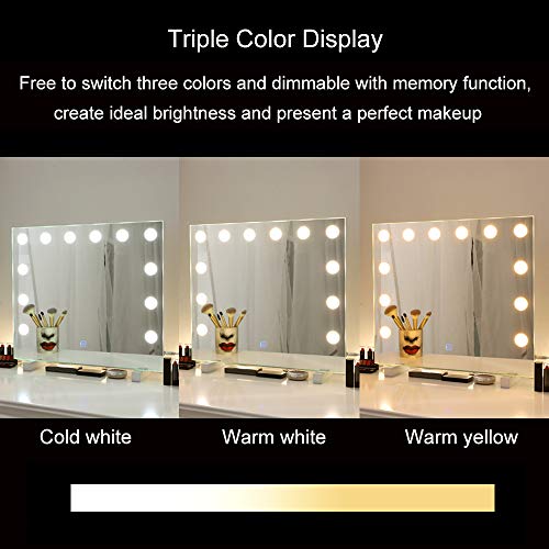 Chende Lighted Vanity Mirror with Dimmable LED Bulbs, Hollywood Style ...