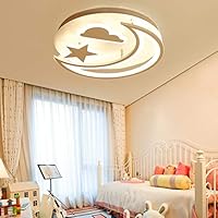 CraftThink LED Flush Mount Ceiling Light Moon and Cloud Shape Kids Ceiling Fixture Modern Design Lighting for Living Room Bedroom Kids Room (Color: Warm Light, Size: 50X50X10cm)