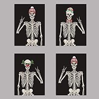 Skeleton Peace Christmas Cards Boxed Set - 24 Blank Holiday Greeting Cards w/Envelopes - 4 Assorted Santa Inspired Designs on High Quality Card Stock - Funny & Funky Xmas Stationery by RitzyRose