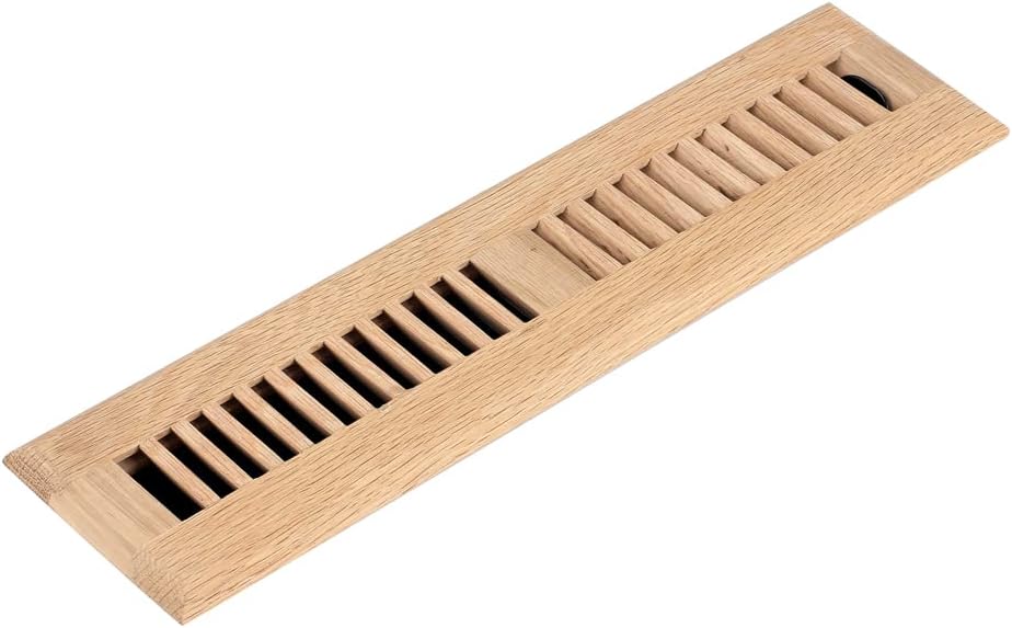 Registers, Grilles & Vents - Homewell White Oak Wood Floor Register, Drop in Vent Cover with Damper, 2x12 Inch, Unfinished
