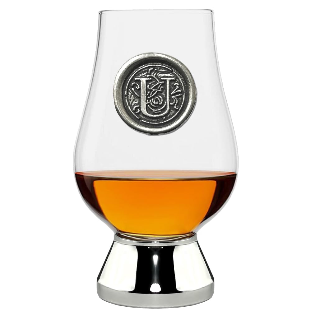 English Pewter Company Glencairn Personalised Whisky Glass with Monogram Initial - Unique Gifts for Men - with Your Choice of Initial 200ml [WGP221] (U)