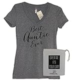 IYD Clothing - Best Auntie Ever Women's Premium Heather Gray Soft Tri-blend V Neck + IYD Gift Bag
