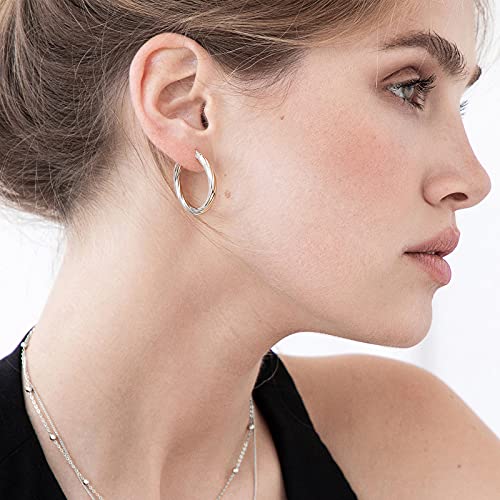 SWEETV Sterling Silver Hoop Earrings Twisted Huggie Earrings for Women