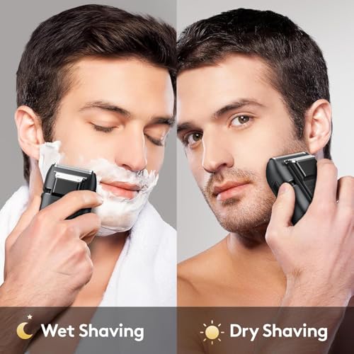 Foil Shavers for Men - Smooth & Painless Electric Razor for Men with Back Beard Trimmer for Long Thick - Wet Dry Shaving/Travel Lock/LED Display/IPX6 Waterproof Dry Razor USB C Rechargeable