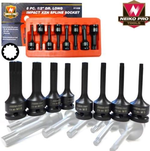 Automotive 8pc 1/2" Drive Long Impact XZN Spline Socket Set Auto Shop Tools PRO