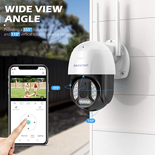 CCTV Camera Wireless Outdoor with Color Night Vision, AIBOOSTPRO 1536P Ultra HD Security Camera Pan/Tilt Dome Wifi Camera Two-Way Talk Surveillance Camera Motion Tracking Ip camera Built-in 32Gb Card