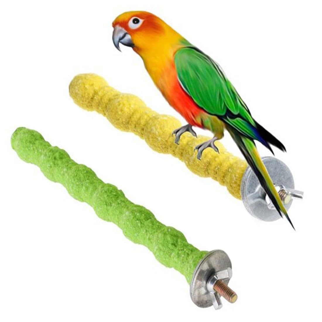 ZKSXOA 2pcs Parrot Perches,Colorful Birdcage Scrub Stand Bar for Bird Parrot Budgies Parakeet Cockatiels Conure Lovebird Cage Paw Grinding Toy