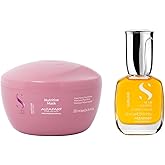 Alfaparf Milano Semi di Lino Moisture Hair Mask for Dry Hair and 15ml Cristalli Liquidi Hair Oil Serum Set- Moisturizing and Hydrating Deep Conditioning Mask - Smoothing and Shine Enhancing Oil