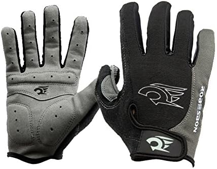 Mojing Full Finger Cycling Gloves Gel Pad,Breathable Anti-Slip MTB Gloves for Men &amp; Women (gary, L)