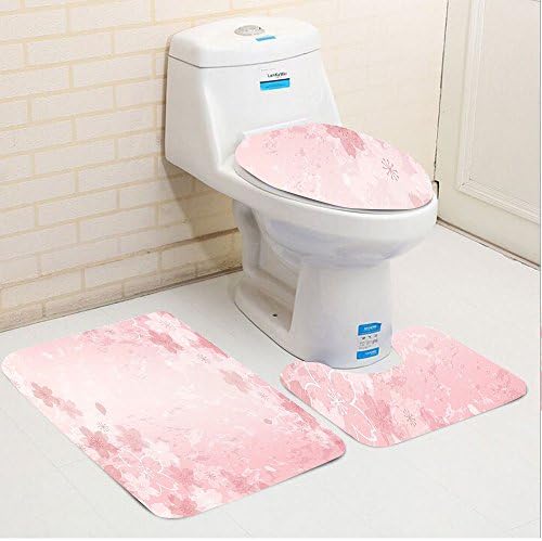Keshia Dwete three-piece toilet seat pad customHouse Cherry Blooms Pattern Shabby Chick Style Decorative Flourish Fashionable Artwork Pink