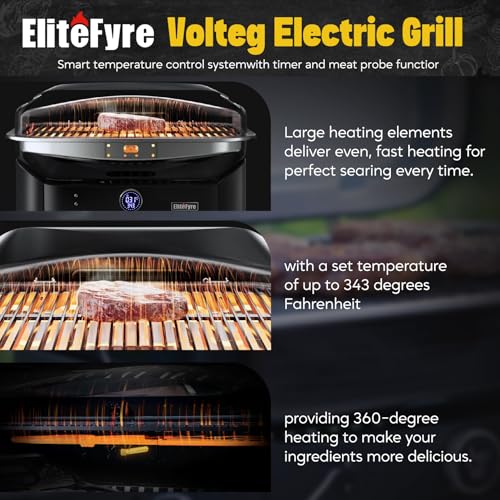 Volteq 6-in-1 Electric Barbecue, High Precision Table Grill 343°C with Intelligent Thermal Probe, Digital Control, Cooking Surface 54 x 32 cm, Ideal for Apartment, Balcony and Camping