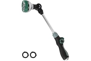 Seatern Watering Wand for Garden Hose, 17.5 Inch, 8 Spray Patterns, Garden Hose Nozzle with Thumb Flow Control, Adjustable Water Sprayer with Pivoting Head, Ideal for Hanging Baskets and Shrubs