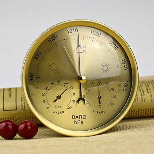 Sixsons 5 Inches Barometer Thermometer Hygrometer Wall Mounted 3-in-1 Household Weather Station (#017)