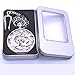 Antique Silver Dragon and Phoenix Hand-Wind Mechanical Pocket Watch, Mens Womens Pocket Watch with Chain + Box