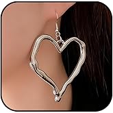 Gold Chunky Heart Earrings for Women Large Heart Earrings Minimalism Statement Heart Dangle Earrings Jewelry